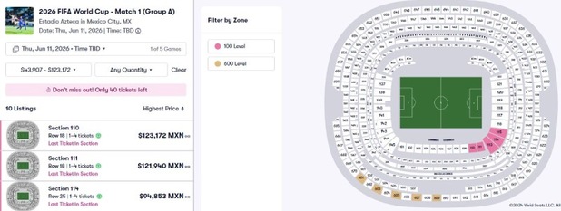 Así se venden boletos para el Mundial 2026 (Vividseats)