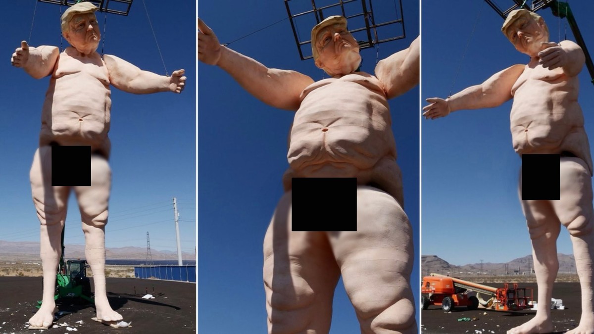 La nueva estatua de Donald Trump está situada en la carretera interestatal 15 con dirección a Utah: Foto: TMZ