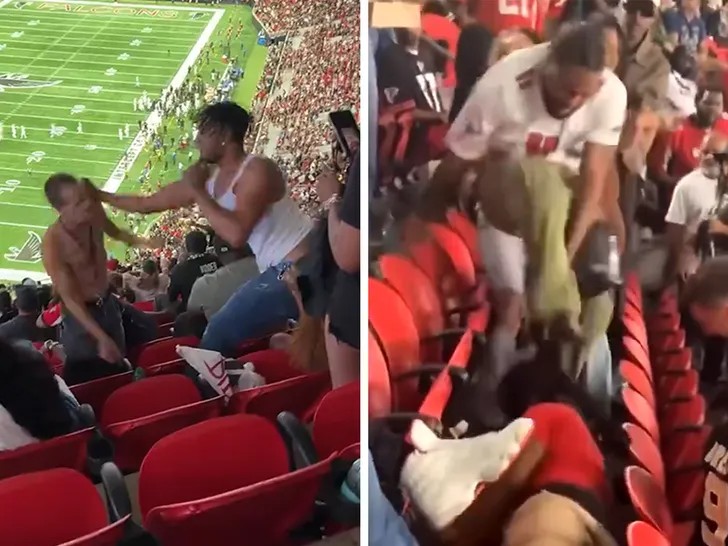 Las imágenes muestran las dos peleas que se desataron en el Mercedez-Benz Stadium. Fotos: TMZ