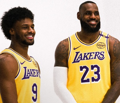 LeBron y Bronny con el uniforme angelino (@Lakers)