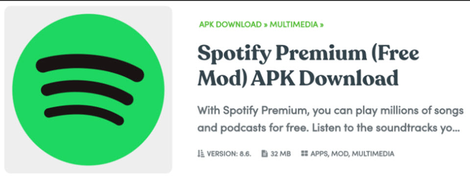 En las tiendas digitales se pueden encontrar aplicaciones falsas de Spotify que sirven para robar datos. Foto: ESET