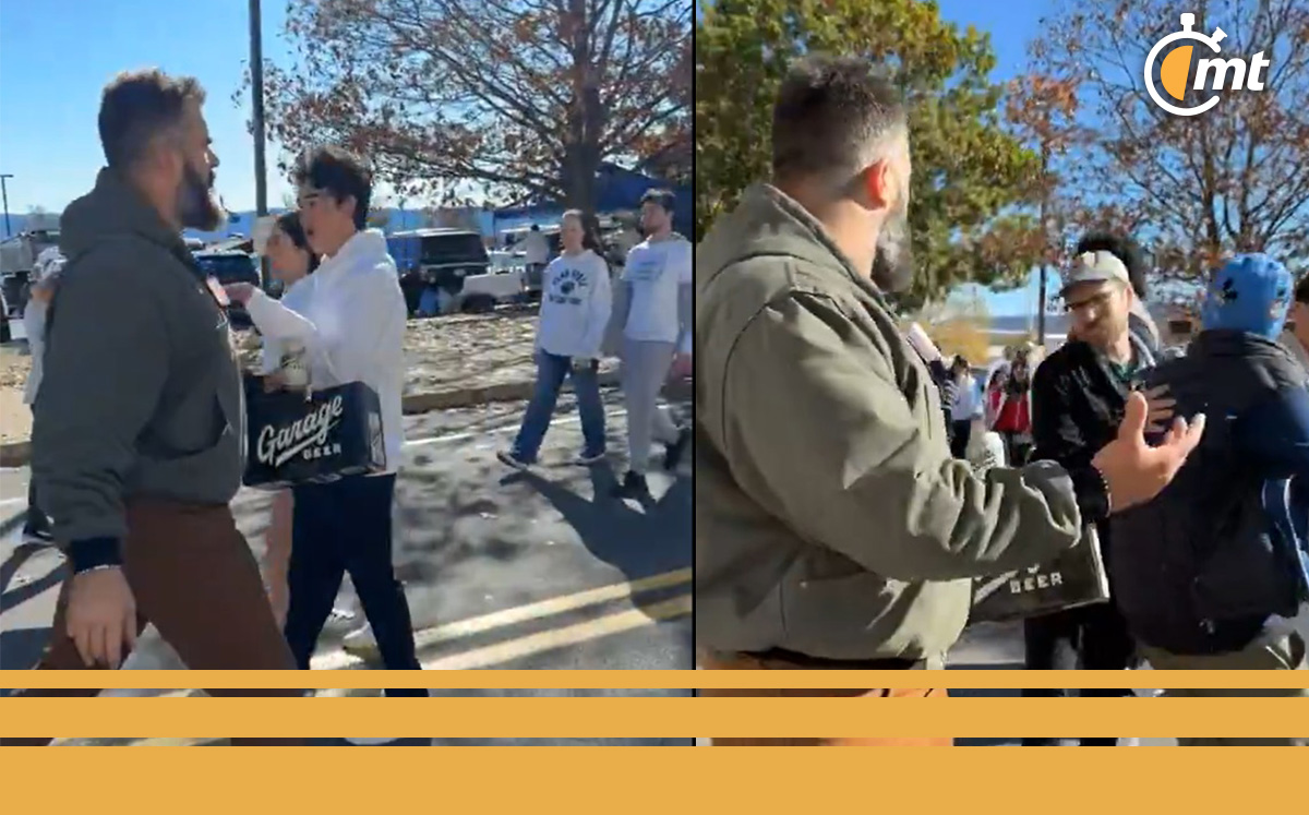Jason Kelce fue captado en video y publicado en redes sociales. (FOTO: Captura)