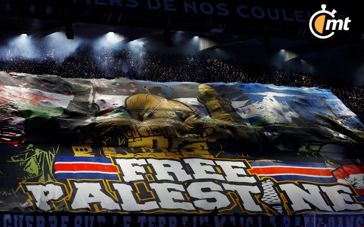 El tifo de los ultras del PSG: Palestina libre (Reuters)