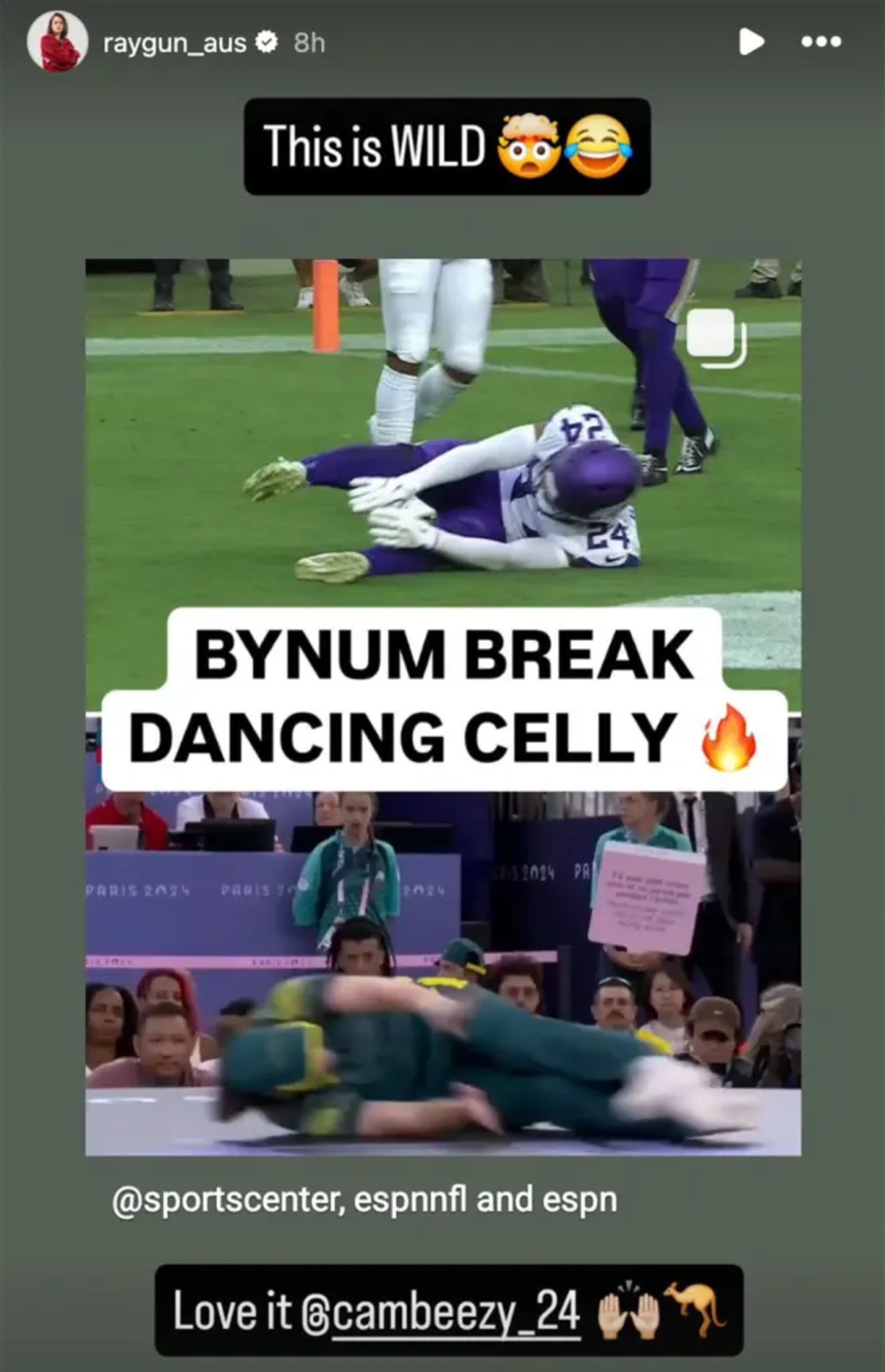 Raygun reaccionó a la celebración de Bynum a través de una historia Instagram. Foto: nypost