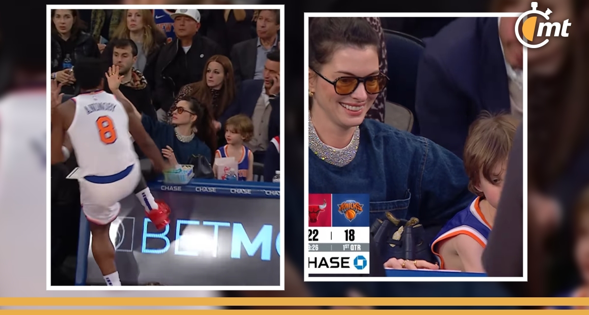 Anne Hathaway le agradeció a OG Anunoby por cumplirle su sueño de fan de la NBA. Foto: Especial