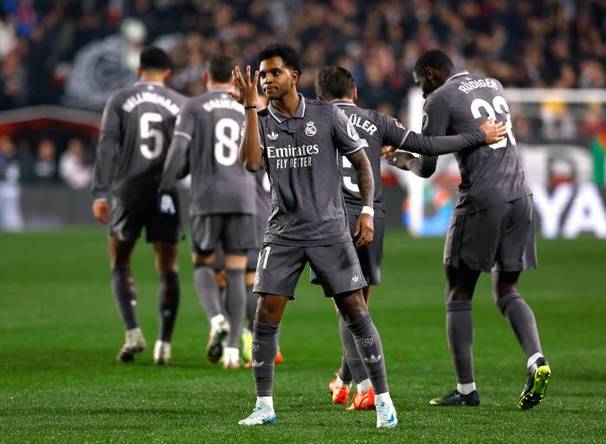 Rodrygo celebra un gol con el Real Madrid (Reuters)