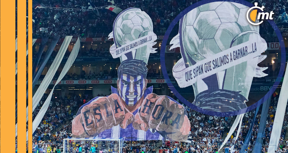 El tifo de Rayados venía con un error. (Foto: Mexsport)