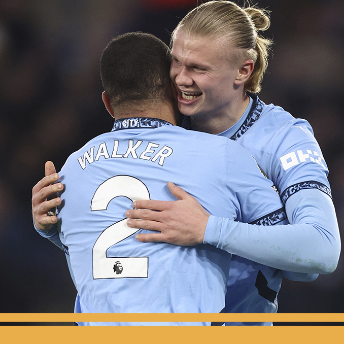 El festejo de Erling Haaland ante el Leicester. (FOTO: AFP)