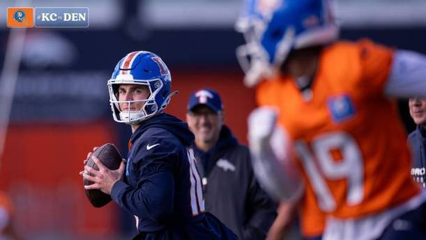 Bo Nix prepara un envío en un entrenamiento de Denver (@Broncos)