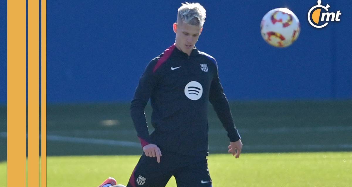 Dani Olmo, en un entrenamiento del Barcelona (AFP)