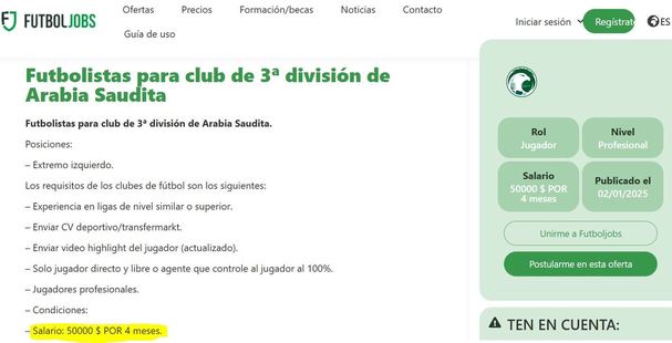 Oferta laboral en Arabia Saudita (futboljobs.com)