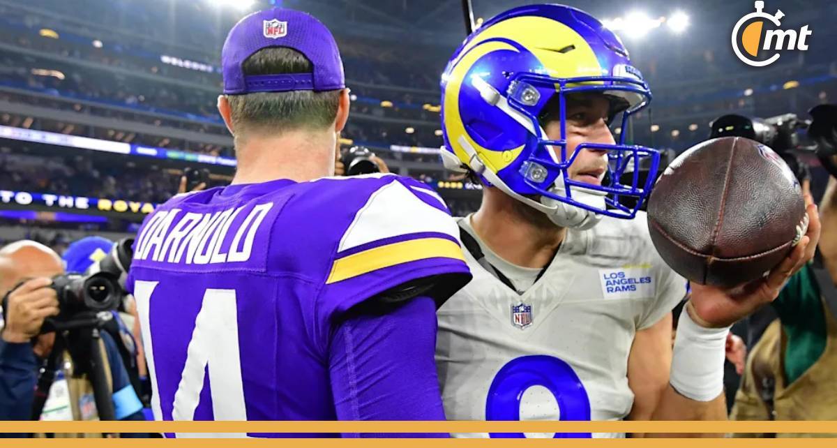Sam Darnold y Matthew Stafford se saludan tras el último Vikings vs. Rams (Reuters)