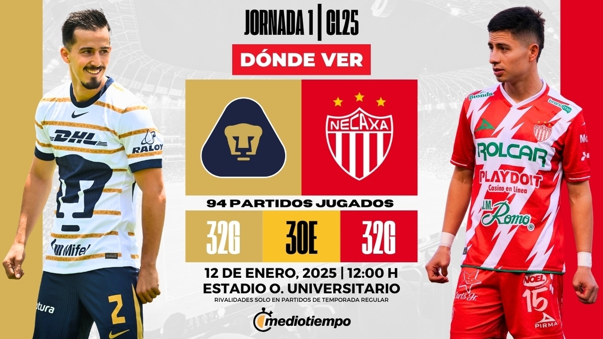 Pumas vs Necaxa: consulta los horarios y canales de transmisión EN VIVO de la Jornada 1 del CL 2025. Foto: Mediotiempo