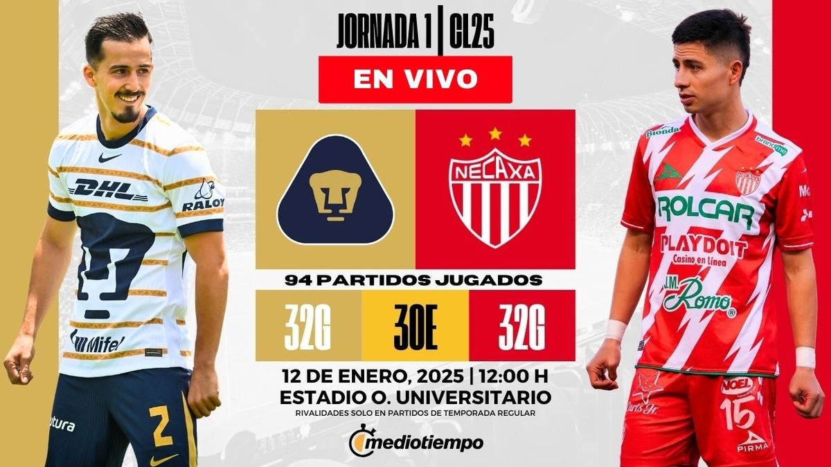 Dónde y a qué hora ver Pumas vs Necaxa EN VIVO Jornada 1