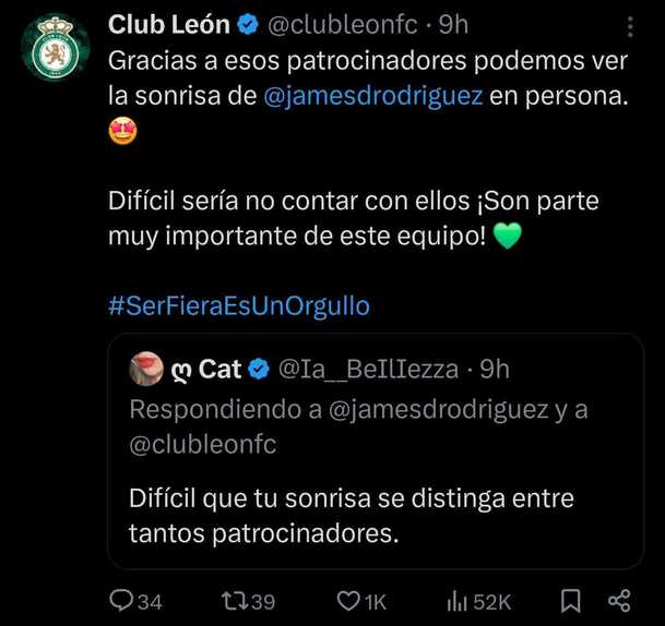 Respuesta del León por tema de exceso de patrocinadores (Captura)