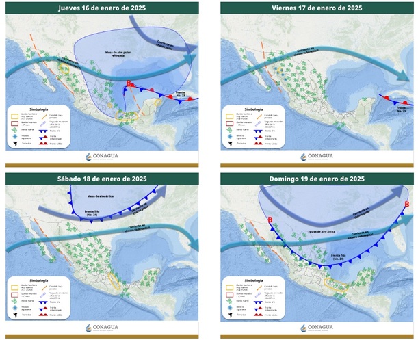 Pronóstico del clima del 16 al 19 de enero 2024| FOTO: CONAGUA