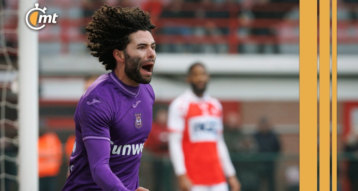 Chino Huerta en su festejo con el Anderlecht (Foto: AFP)