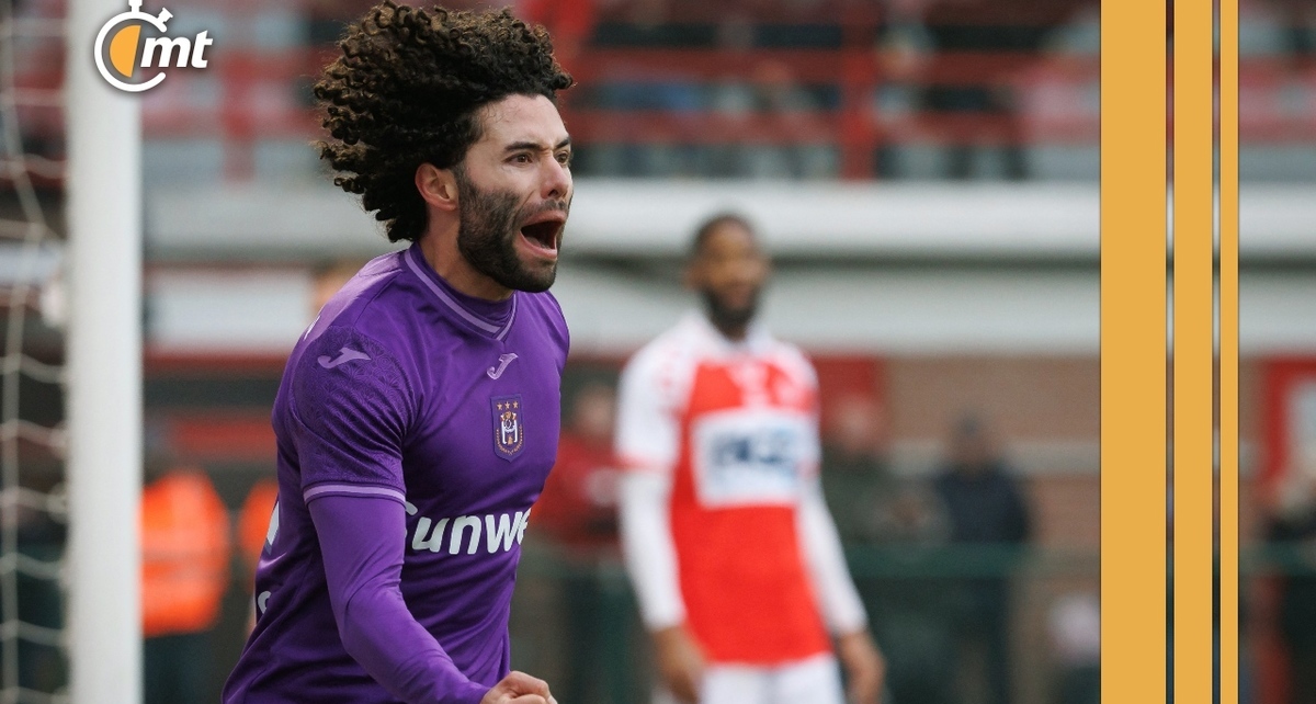 Chino Huerta en su festejo con el Anderlecht (Foto: AFP)