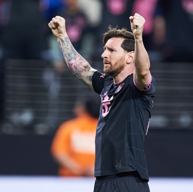 Lionel Messi en su festejo contra el América (Foto: MexSport)