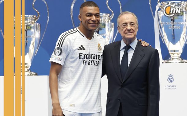 Florentino Pérez arropó a Mbappé en su presentación con el Real Madrid (EFE)