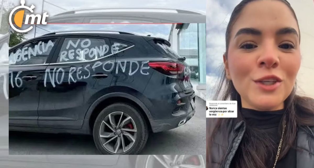 Mujer hace manifestación por camioneta defectuosa y gente llega a apoyarla con mariachi| Foto: Alejandra Cecoopieri