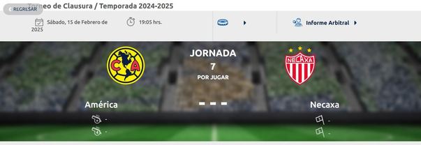 Información del América vs Necaxa de la J7 del CL2025 (ligamx.net)