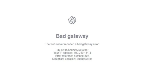 Este es el mensaje de error que arroja Chat GPT a los usuarios que desean entrar. Foto: Captura de Pantalla
