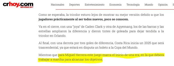 Publicación del medio crhoy.com