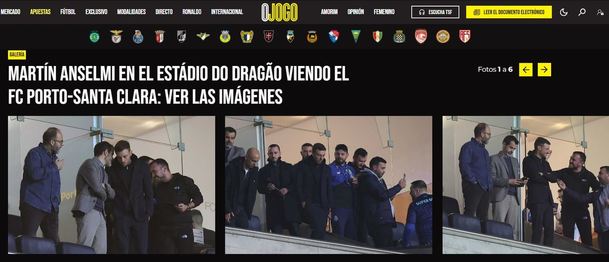 Anselmi asistió al juego entre Porto y Santa Clara (ojogo.pt)