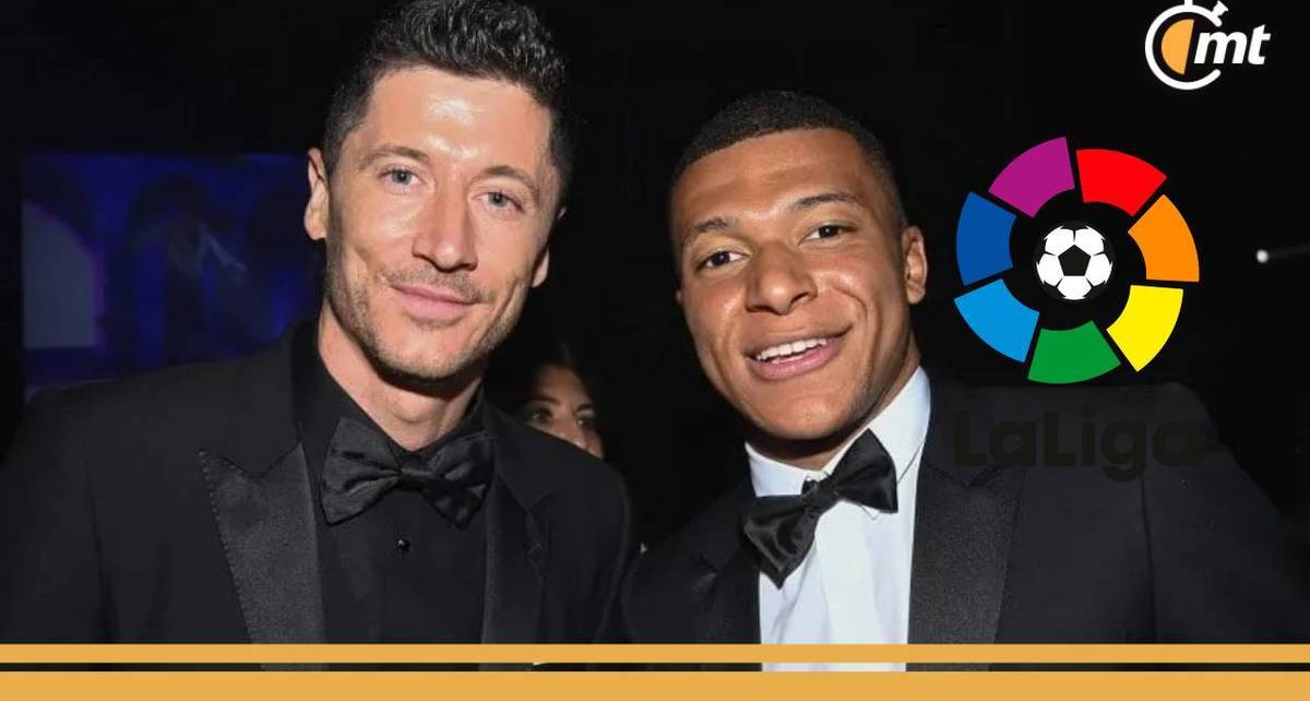Lewandowski y Mbappé en una entrega de premios (@k.mbappe)
