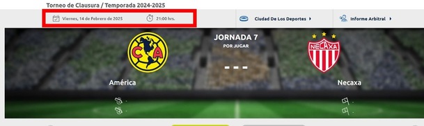 Cambio de horario del América vs Necaxa de la J7 del CL2025 (ligamx.net)