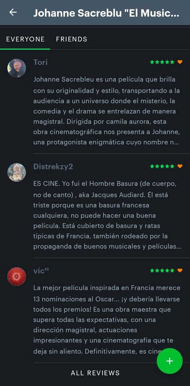 Críticas de Letterboxd Johanne Sacreblu