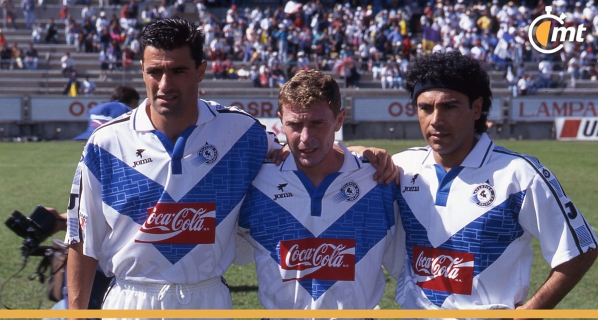 Emilio Butragueño, Hugo Sánchez y Míchel González con el Celaya (Foto: @Celaya)