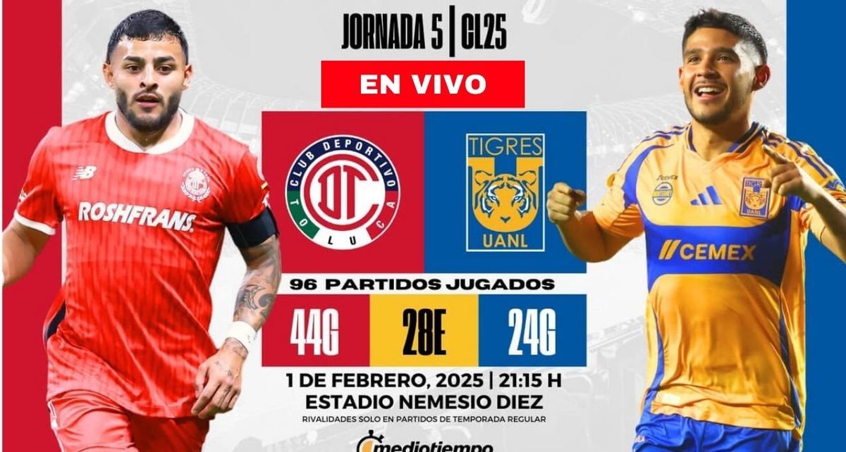 Rivalidad Toluca vs Tigres Jornada 5 Clausura 2025