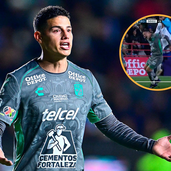 James Rodríguez se llevó una fuerte patada en el duelo que León le ganó a Pachuca (Mexsport | X)
