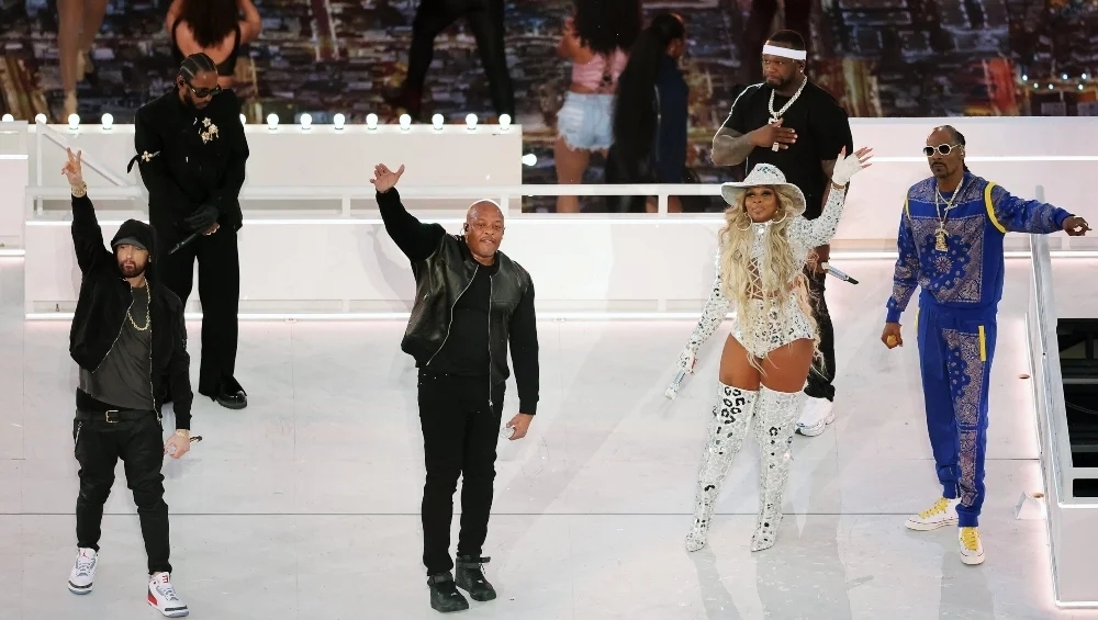 El medio tiempo del Super Bowl LVI quedó marcado por ser el show donde reunió estrellas del Hip-Hop noventero. Foto: NFL