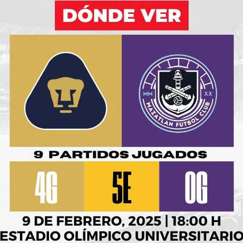 Rivalidad Pumas vs Mazatlán Jornada 6 Clausura 2025