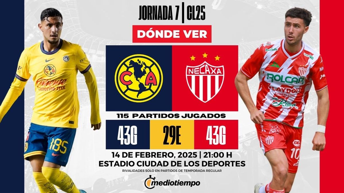 América vs Necaxa: horario y dónde ver EN VIVO partido Liga MX 2025