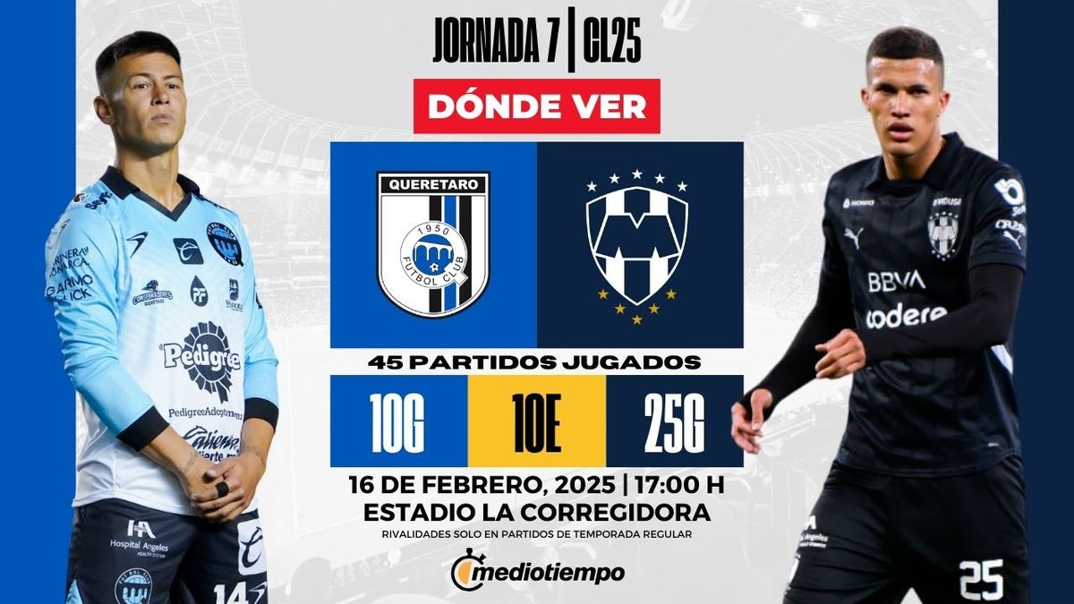 Dónde y a qué hora ver Monterrey vs Querétaro EN VIVO J7 CL 2025