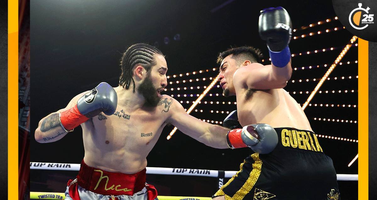 El Fresero Guerra fue demasiado para Nico Ali Walsh (Captura de X Top Rank Boxing).