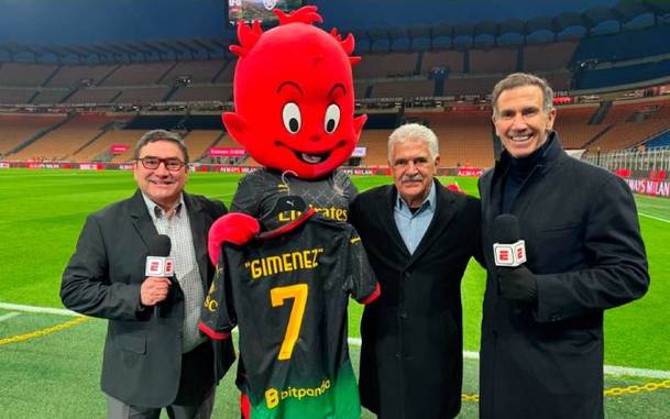 Jorge Pietrasanta, Tuca Ferretti y Paco Gabriel De Anda en San Siro (@futpicante)