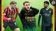 Santi Gimenez y algunas de sus playeras con el Milan (Reuters)