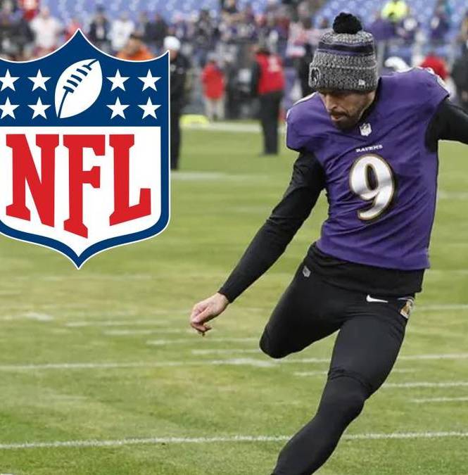 Justin Tucker, en un calentamiento (Reuters)