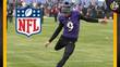 Justin Tucker, en un calentamiento (Reuters)