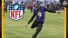 Justin Tucker, en un calentamiento (Reuters)
