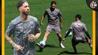 Sergio Ramos entrenó al parejo del equipo este lunes en el Barrial. (Foto: Mexsport)