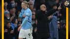 Erling Haaland y Pep Guardiola en un juego del Manchester City (Reuters)