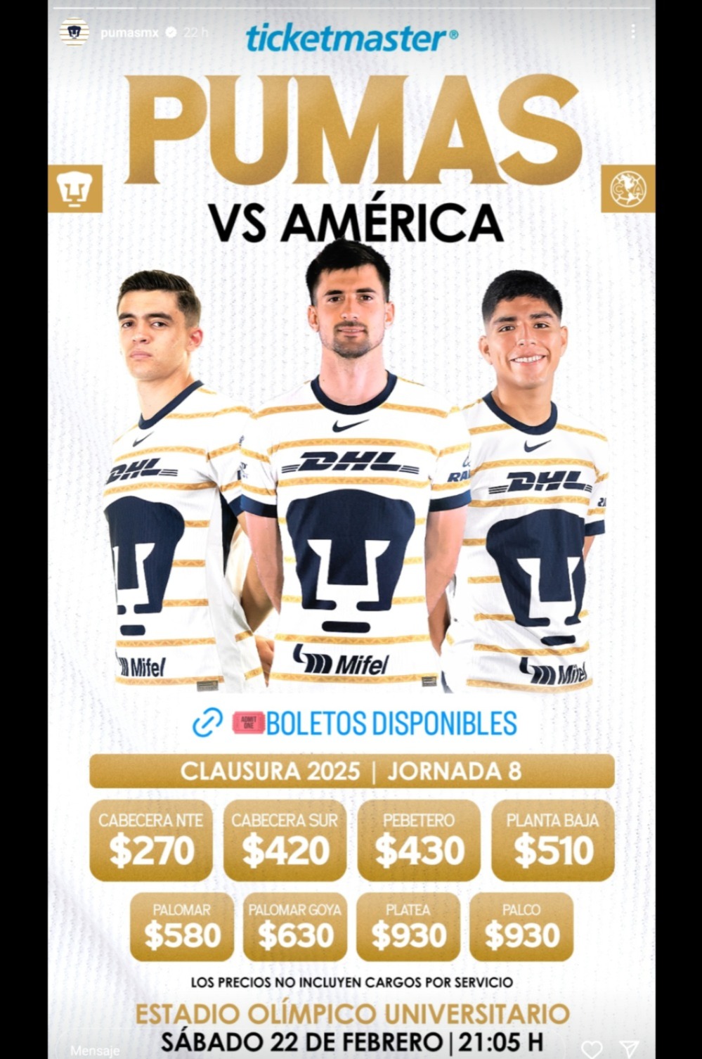 Costos Pumas vs América
