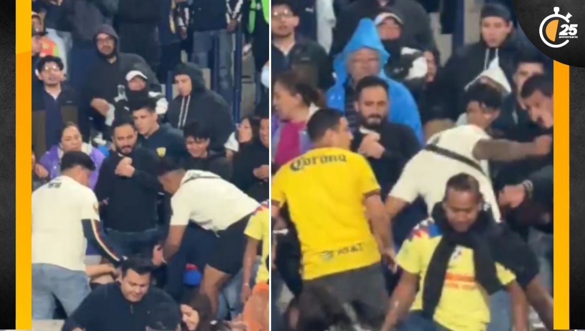 Aficionados de Pumas y América protagonizan pelea en clásico