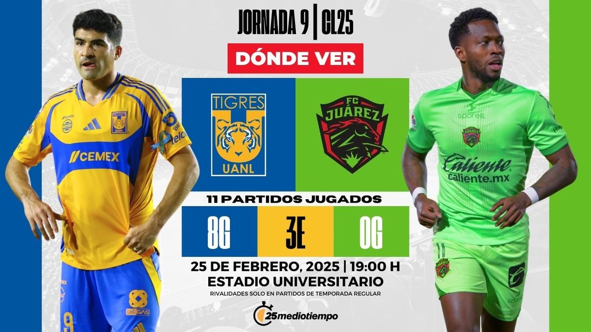 Dónde ver Tigres vs Juárez EN VIVO Jornada 9 CL 2025
